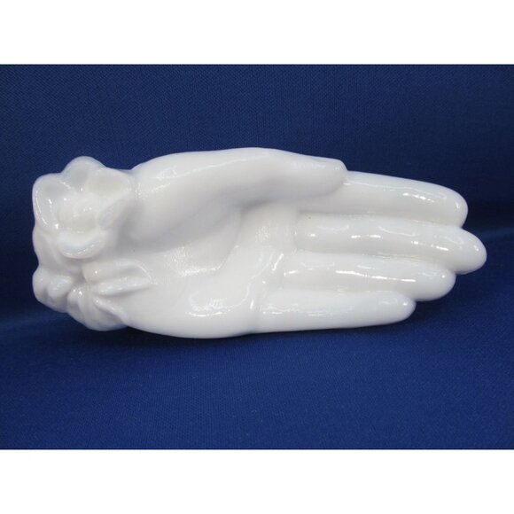 Vintage Milk Glass Hand Trinket Dish - Picture 2 of 8